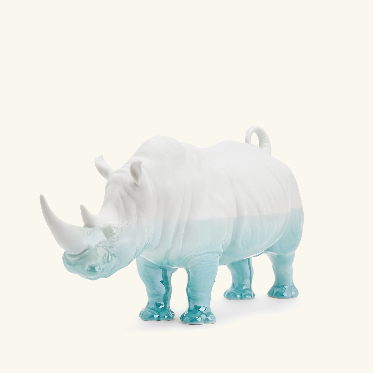 lladro underwater rhino sculpture small white