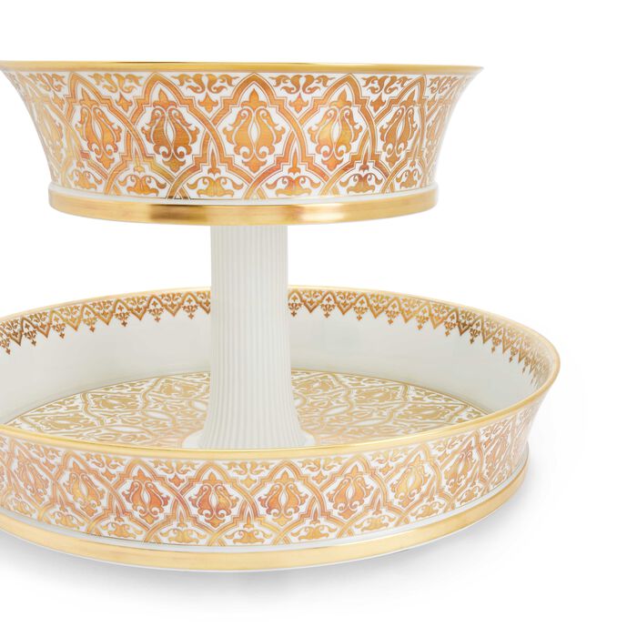 Sol Cake Stand 2 Tiers Gold bernardaud sol cake stand 2 tiers gold
