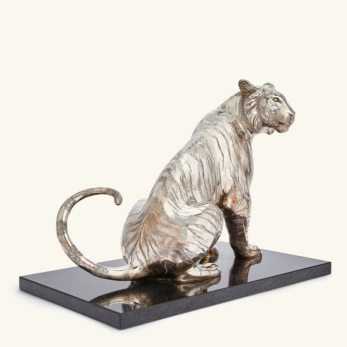 christofle sitting tiger sculpture medium sterling silver