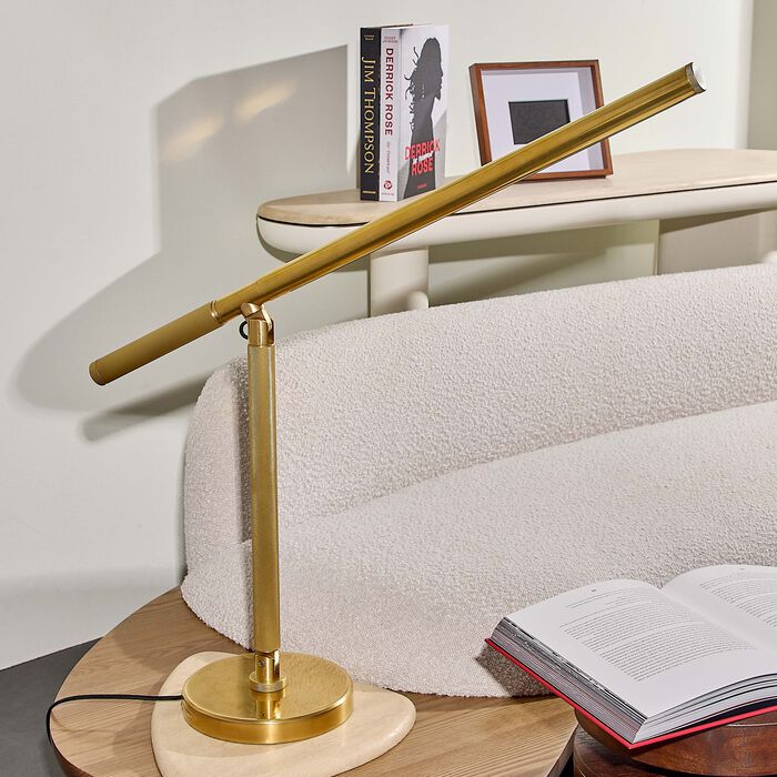 Barrett Knurled Boom Arm Desk Light Brass ralph lauren home barrett knurled boom arm desk light brass