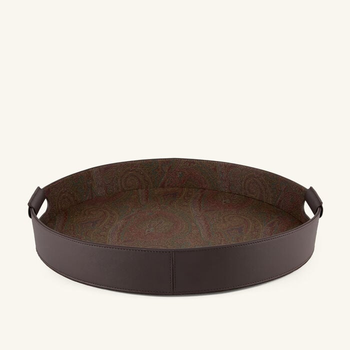 etro arnica serving tray round brown 43cm