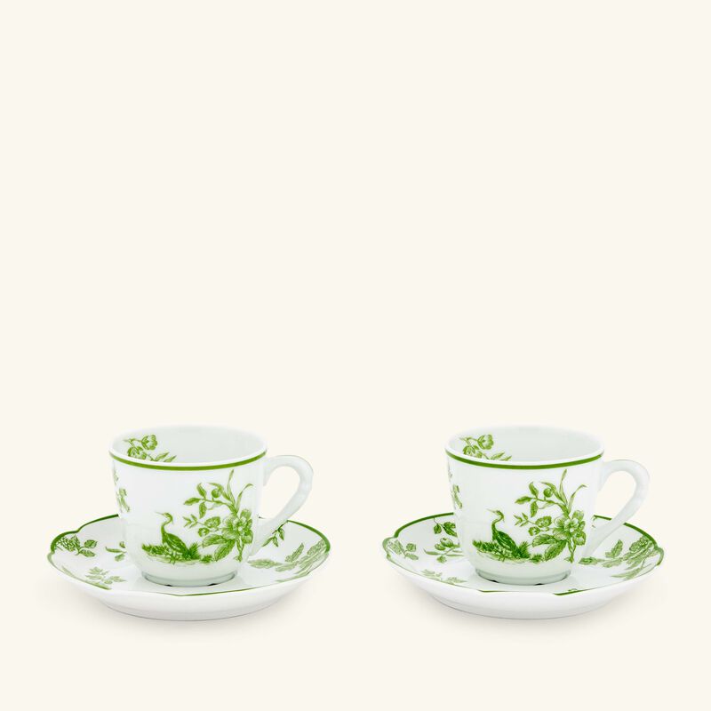 bernardaud albertine coffee cup   saucer green set of 2