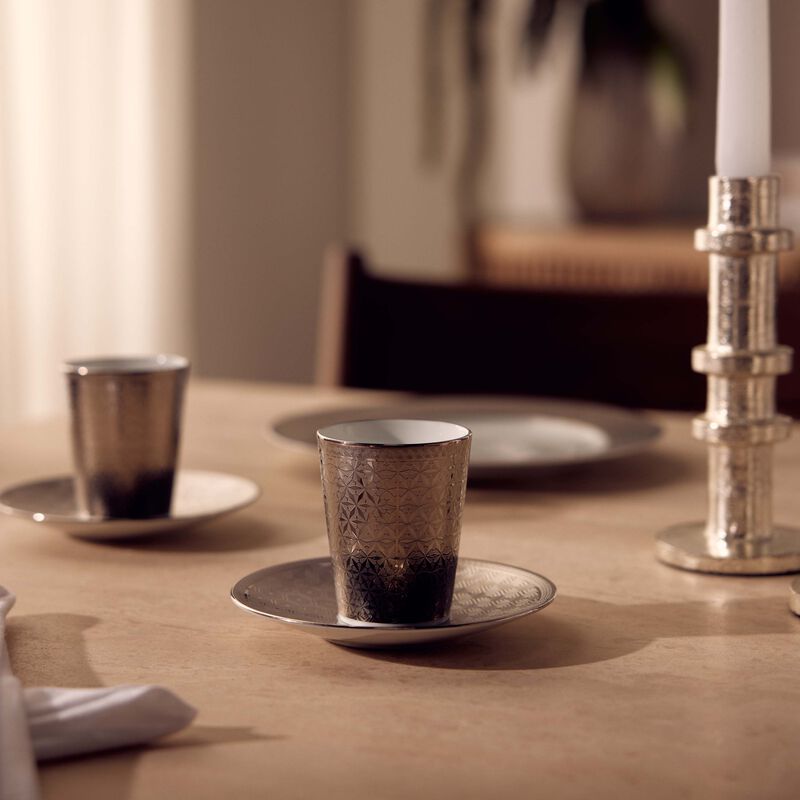 Divine Coffee Cup & Saucer Silver Set Of 2 bernardaud divine coffee cup saucer silver set of 2