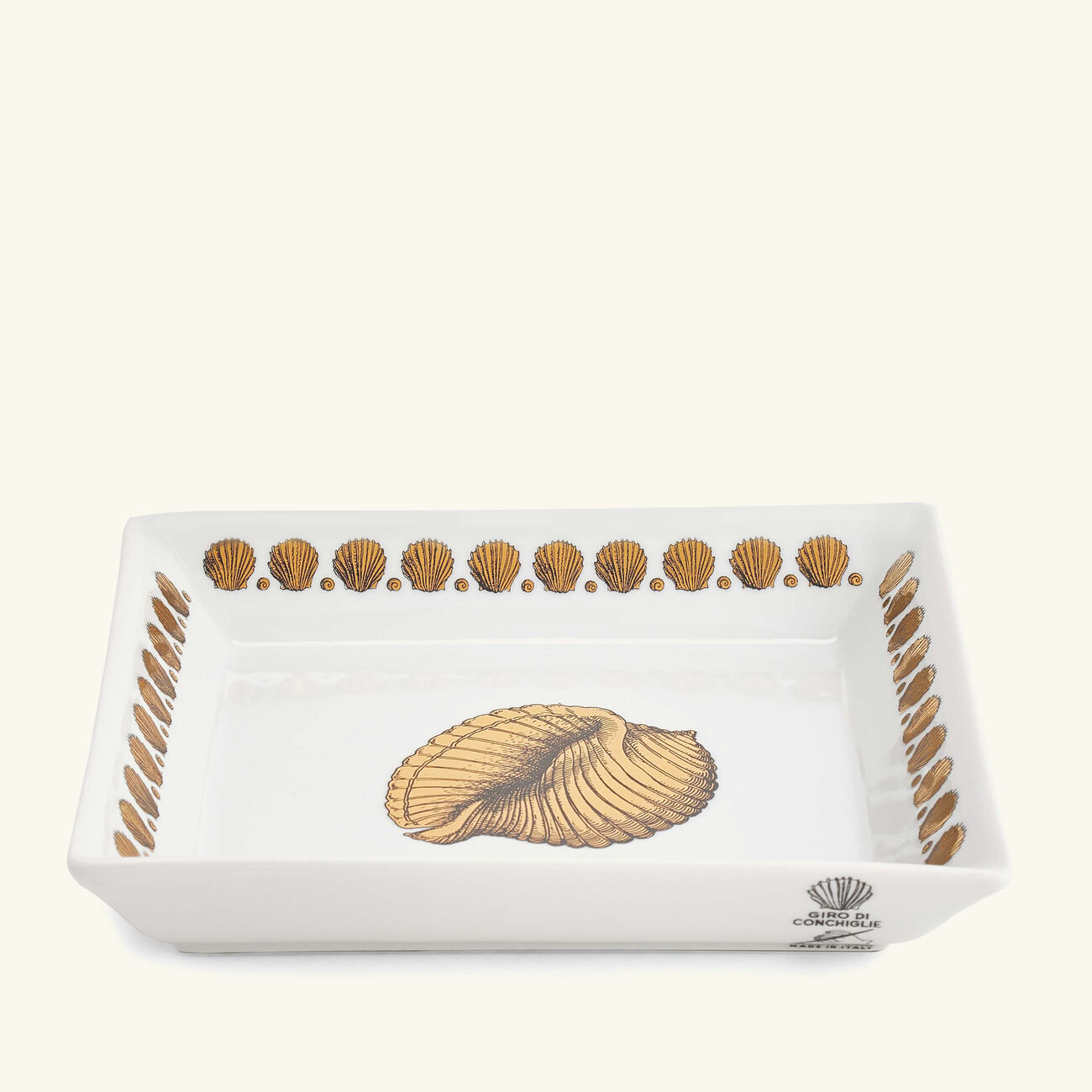 Giro di Conchiglie Trinket Tray Square Small Gold fornasetti giro di conchiglie trinket tray square small gold