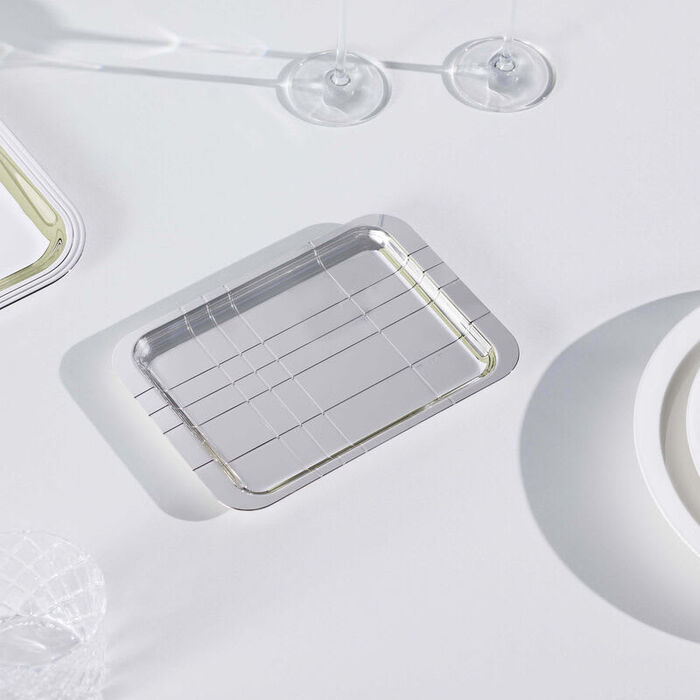 christofle graphik serving tray rectangular small silver plated