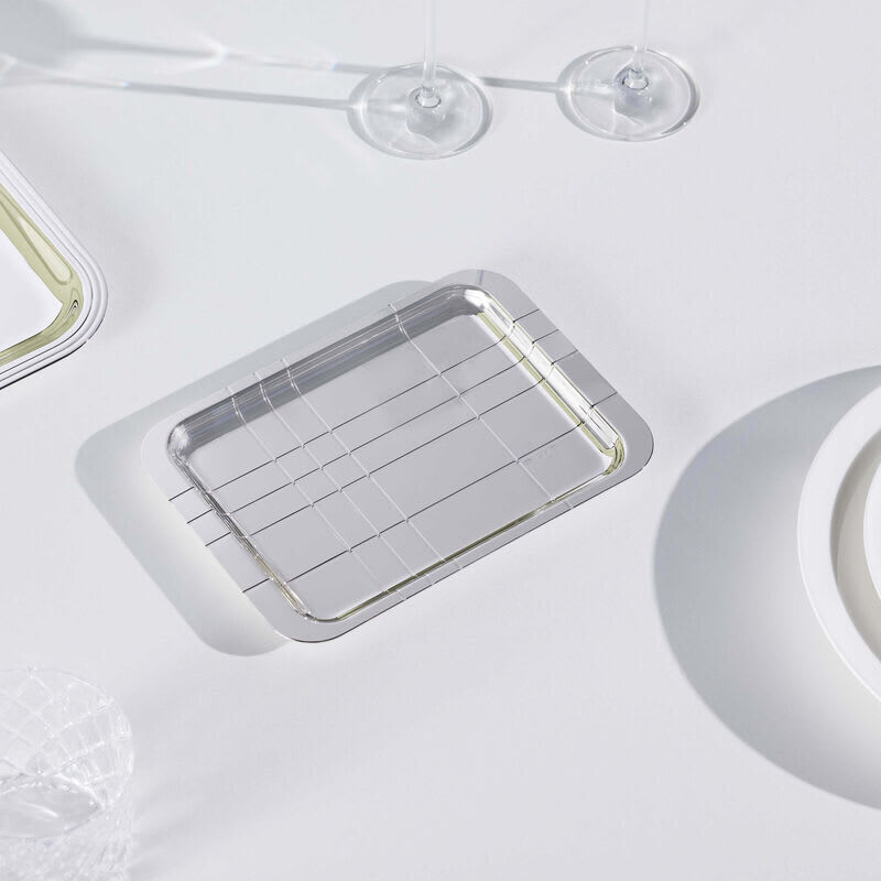 Graphik Serving Tray Rectangular Small Silver Plated christofle graphik serving tray rectangular small silver plated