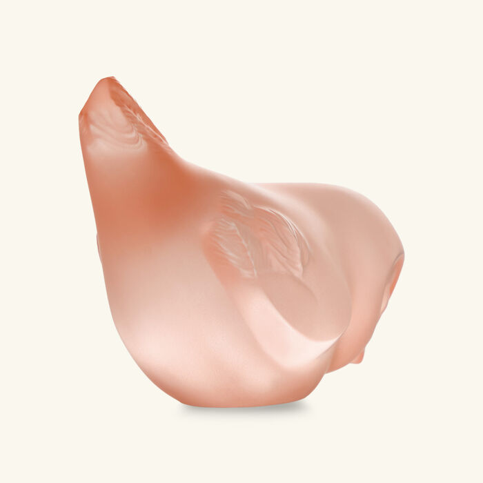 lalique piou head down sculpture small pink