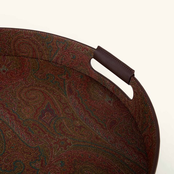etro arnica serving tray round brown 43cm