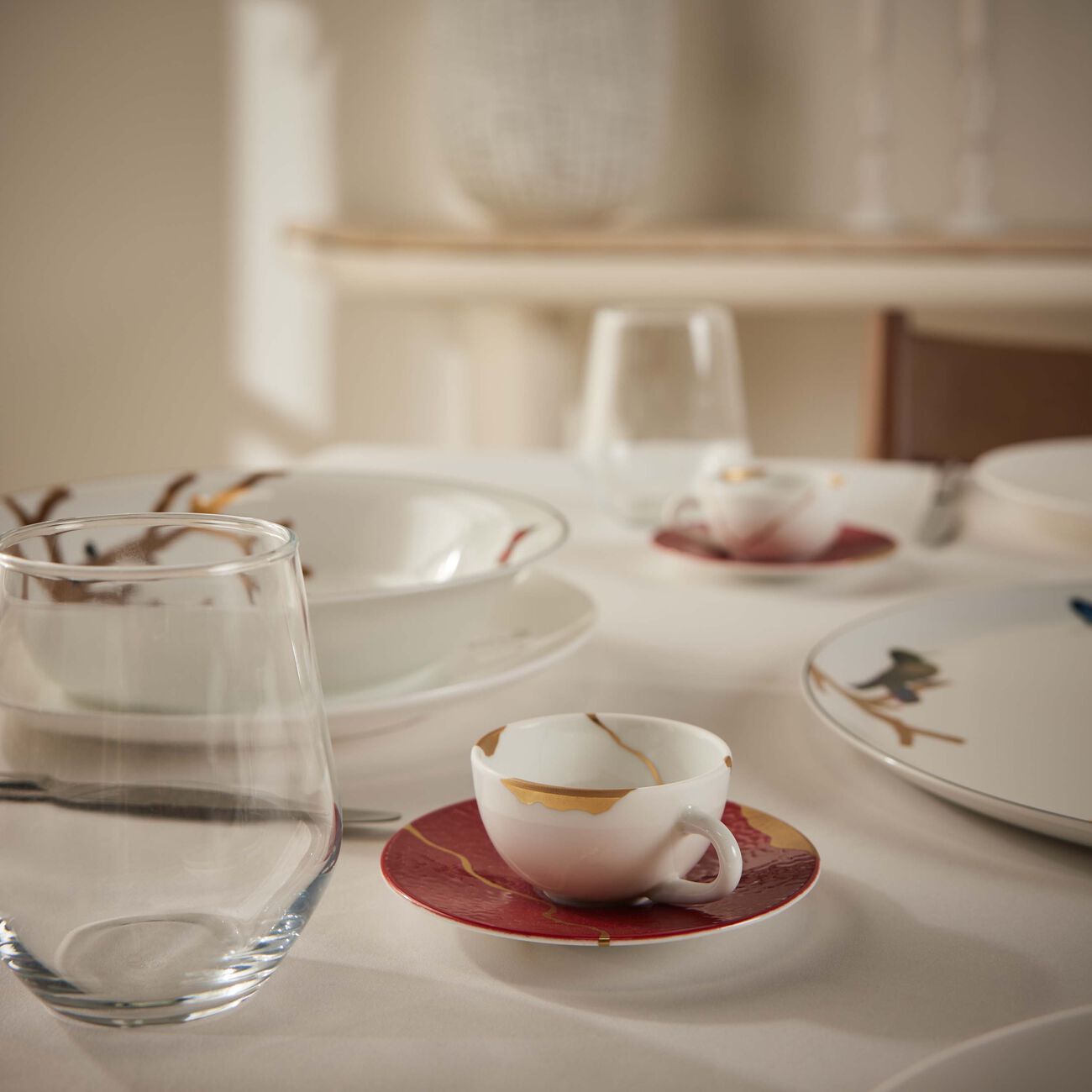 Kintsugi Rouge Espresso Cups And Saucers - Set Of 2 bernardaud kintsugi rouge espresso cups and saucers set of 2