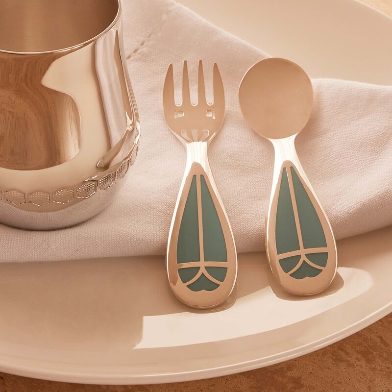christofle quartz talisman baby flatware blue set of 2