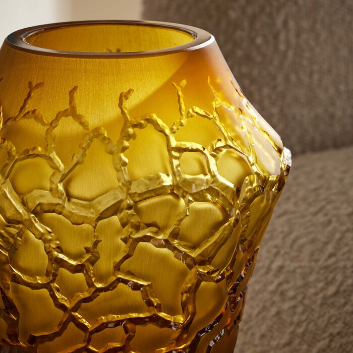 لاليك مزهرية تيرامينيرال كالديرا الدائرية الصغيرة باللون الأصفر