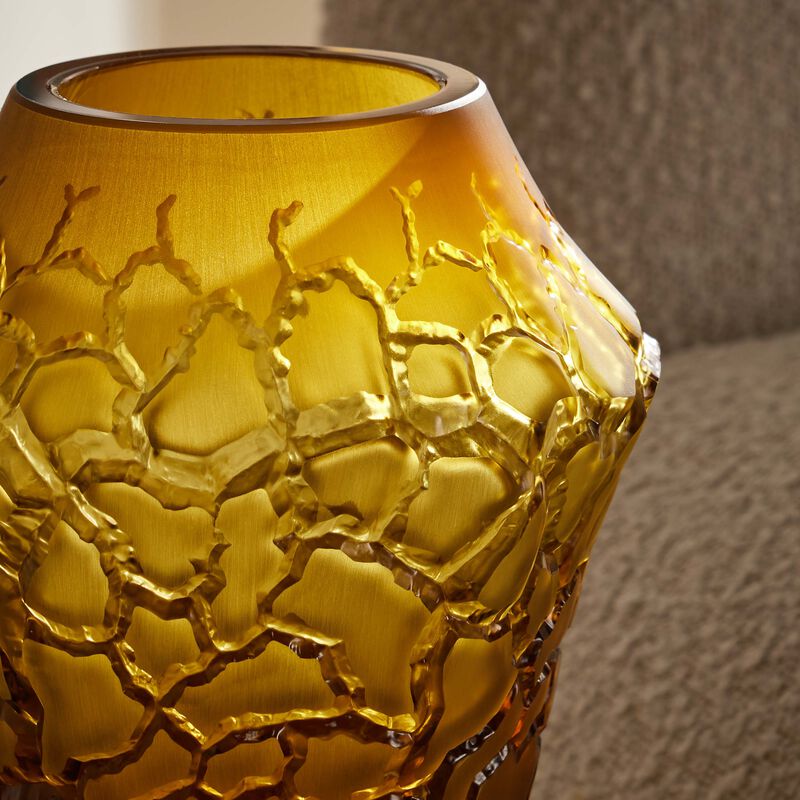 لاليك مزهرية تيرامينيرال كالديرا الدائرية الصغيرة باللون الأصفر