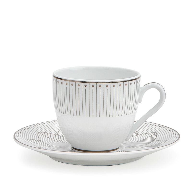 Malmaison Impériale Set of 2 Coffee Cup and Saucers Platinium Finish, large