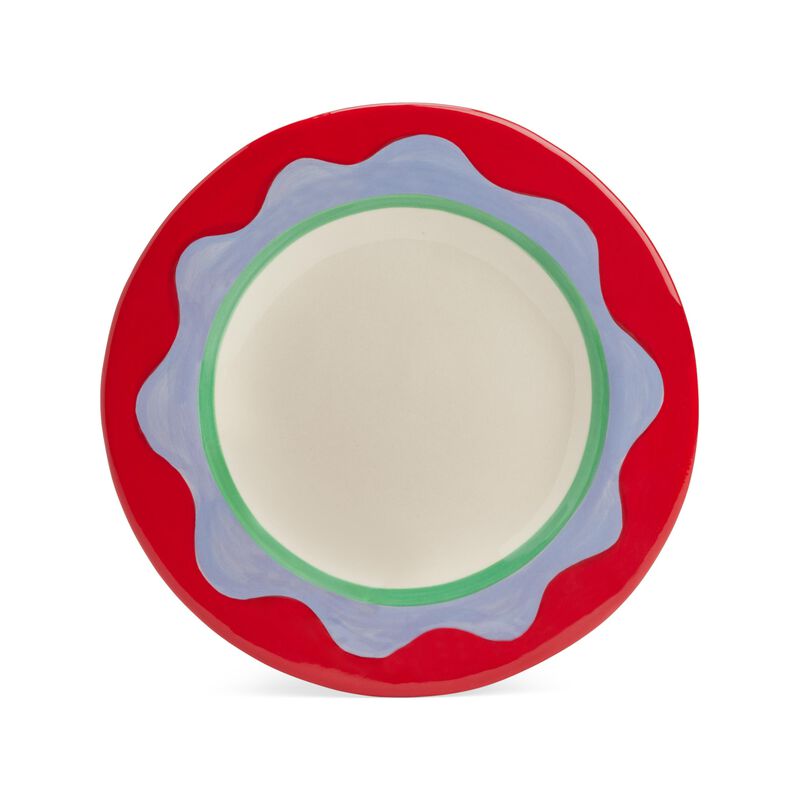 Wavy Red Dessert Plate, large