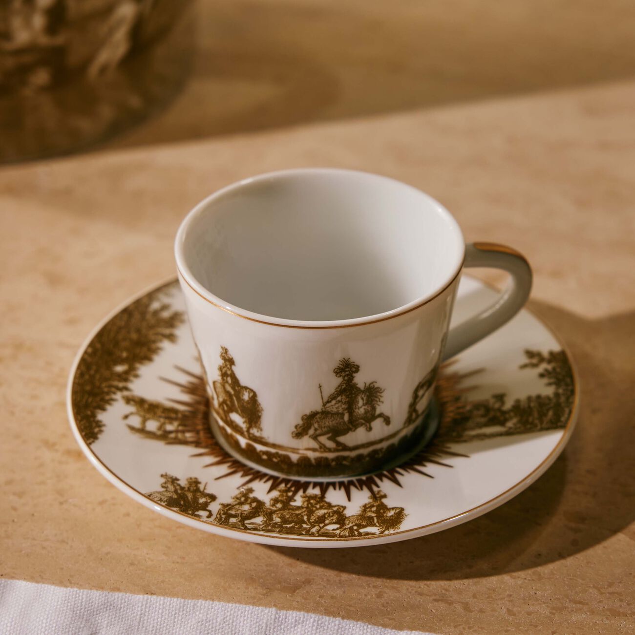 bernardaud versailles enchante coffee cup   saucer gold set of 2