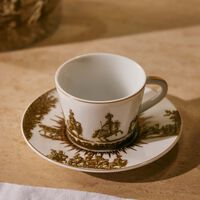 bernardaud versailles enchante coffee cup   saucer gold set of 2