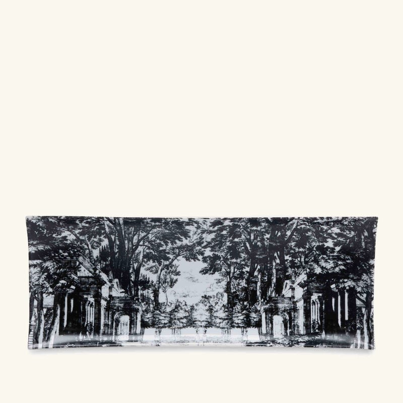 Giardino Settecentesco Tray Rectangular Small Grey fornasetti giardino settecentesco tray rectangular small grey