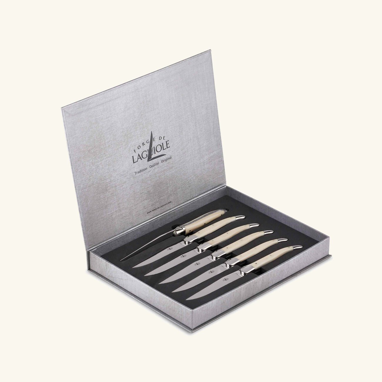 فورج دو لاغيول طقم أكريليك هاندل المؤلف من 6 سكاكين للمائدة باللون الأسود