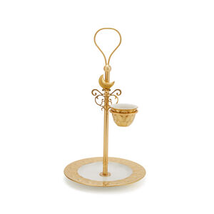 Peacock Extravaganza Gold Tier Cookie Stand & Coffee Cup Holder, medium