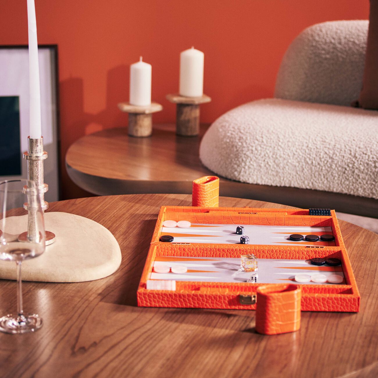 vido tangerine alligator backgammon set