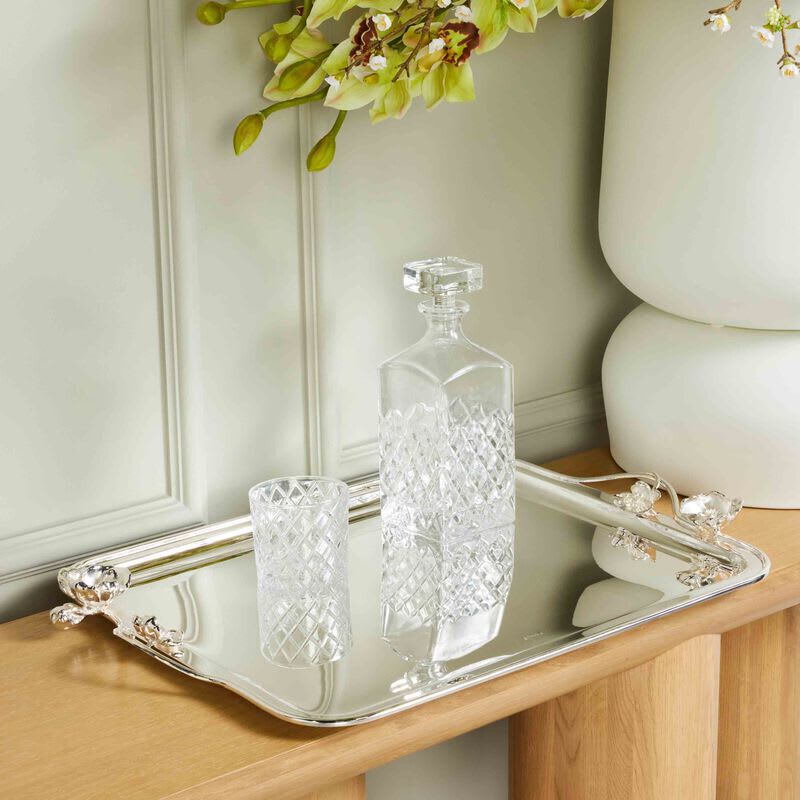 Christofle Anemone Serving Tray Rectangular Large Silver Plated