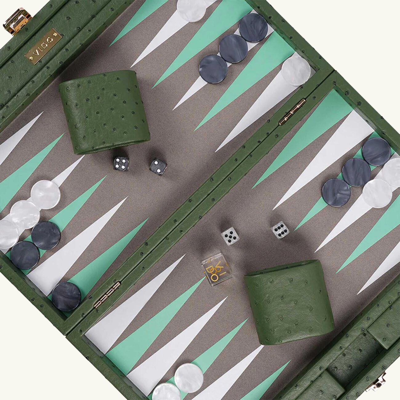 vido forest green ostrich backgammon set