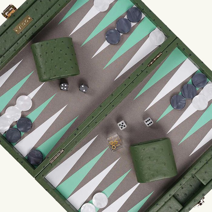 vido forest green ostrich backgammon set