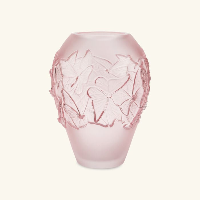 lalique papillons vase medium pink