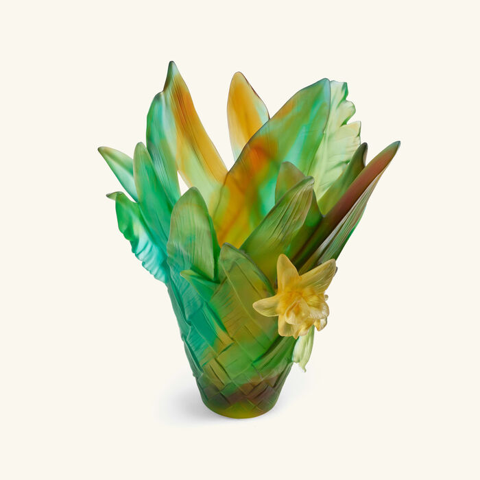daum tressage vase medium green