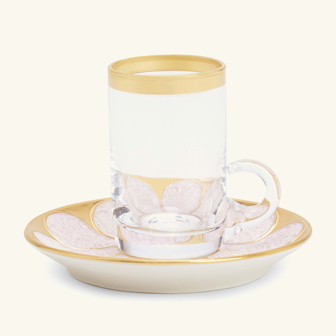 villari amour arabic tea cup   saucer clear