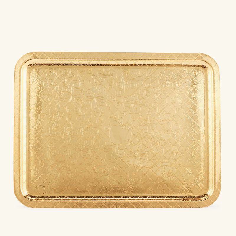 christofle jardin d eden serving tray rectangular large gold