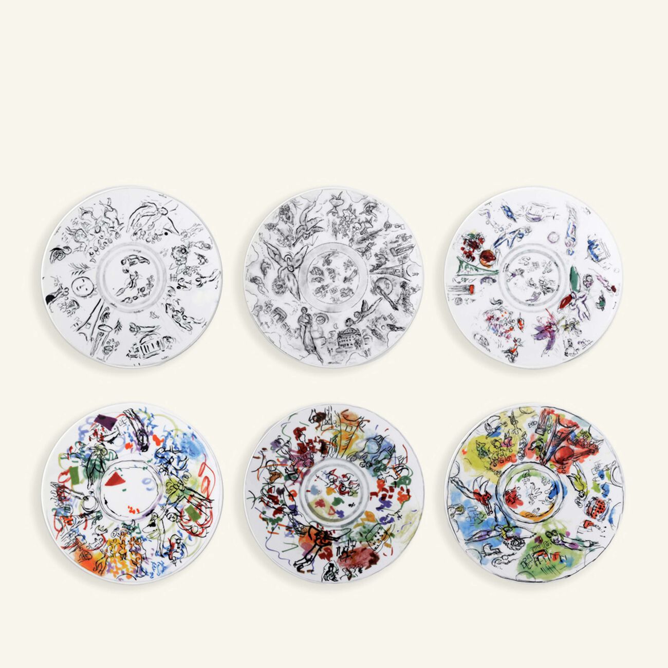 Marc Chagall Salad Plate Round White 21cm Set Of 6 bernardaud marc chagall salad plate round white 21cm set of 6