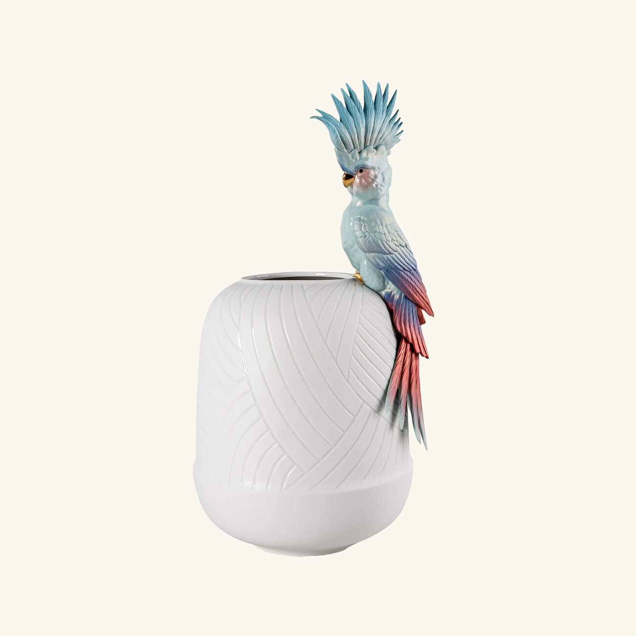 lladro cockatoo vase large white