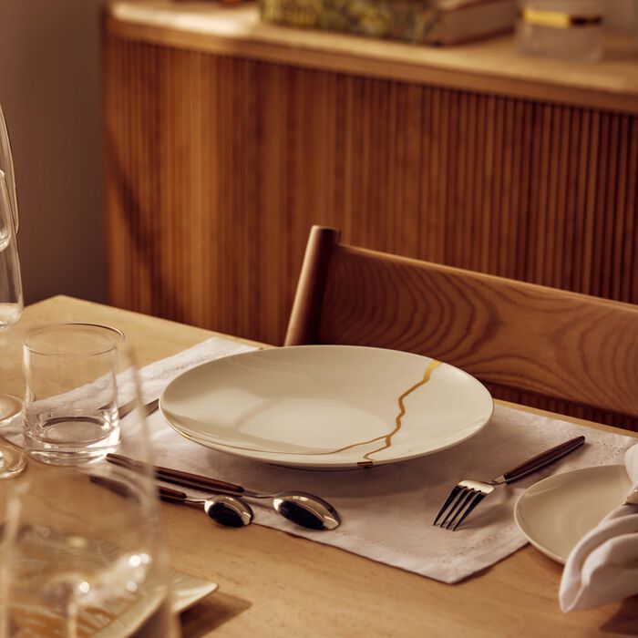 bernardaud kintsugi dinner plate round white set of 12