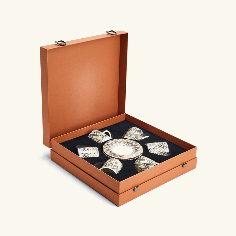 ميسوني هوم طقم زيك زاك جاريس المؤلف من 6 فناجين للقهوة مع صحونها مزينة بنقوش