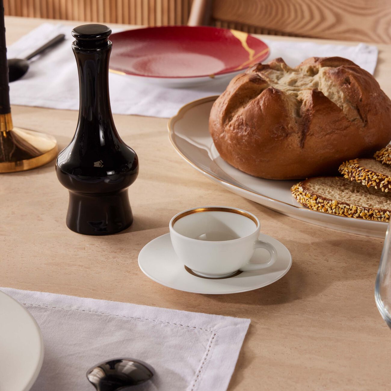 bernardaud kronos or coffee cup   saucer white