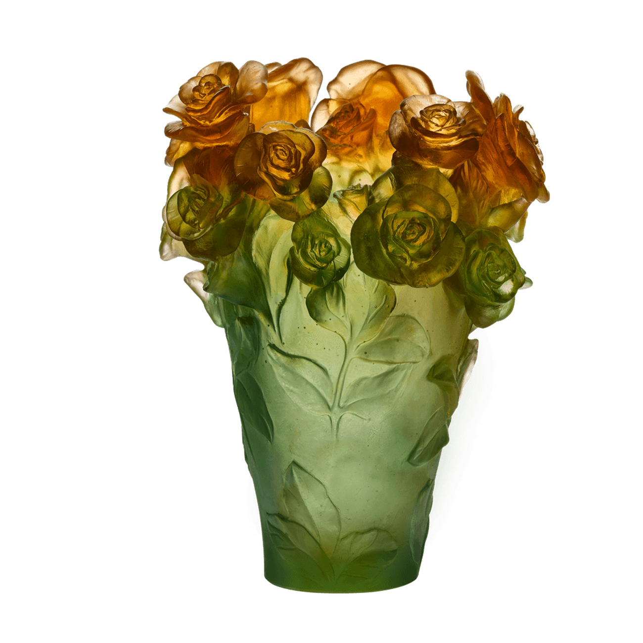 Rose Vase Medium Green daum rose vase medium green