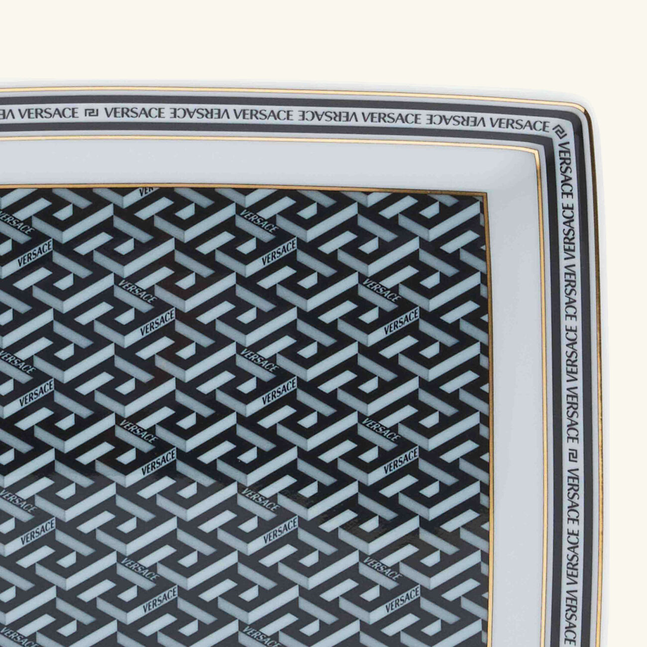 versace la greca signature serving platter rectangular 21cm