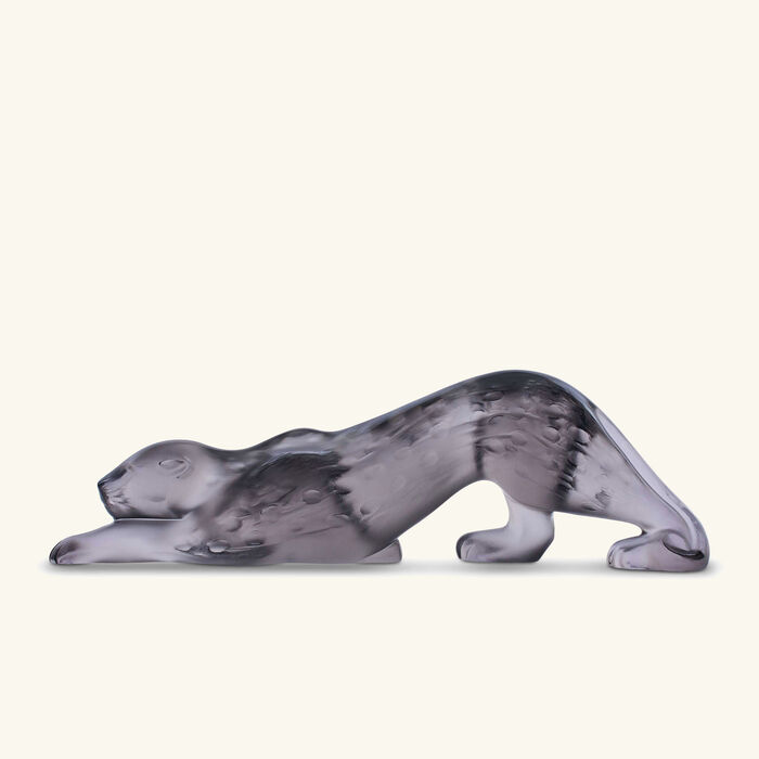 lalique zeila panther sculpture small grey