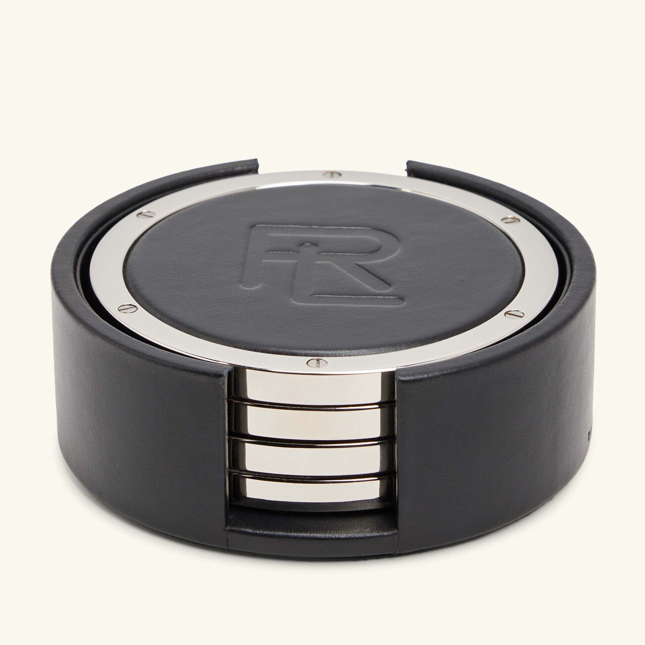 رالف لورين هوم مجموعة من 4 قواعد الأكواب بينتهاوس باللون الأسود مع شعار rl