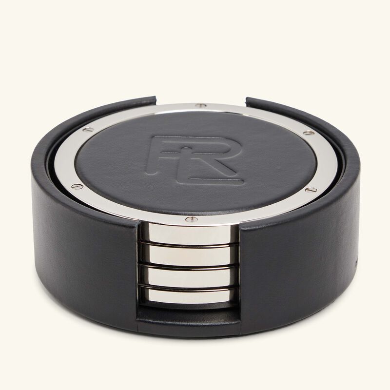 رالف لورين هوم مجموعة من 4 قواعد الأكواب بينتهاوس باللون الأسود مع شعار rl