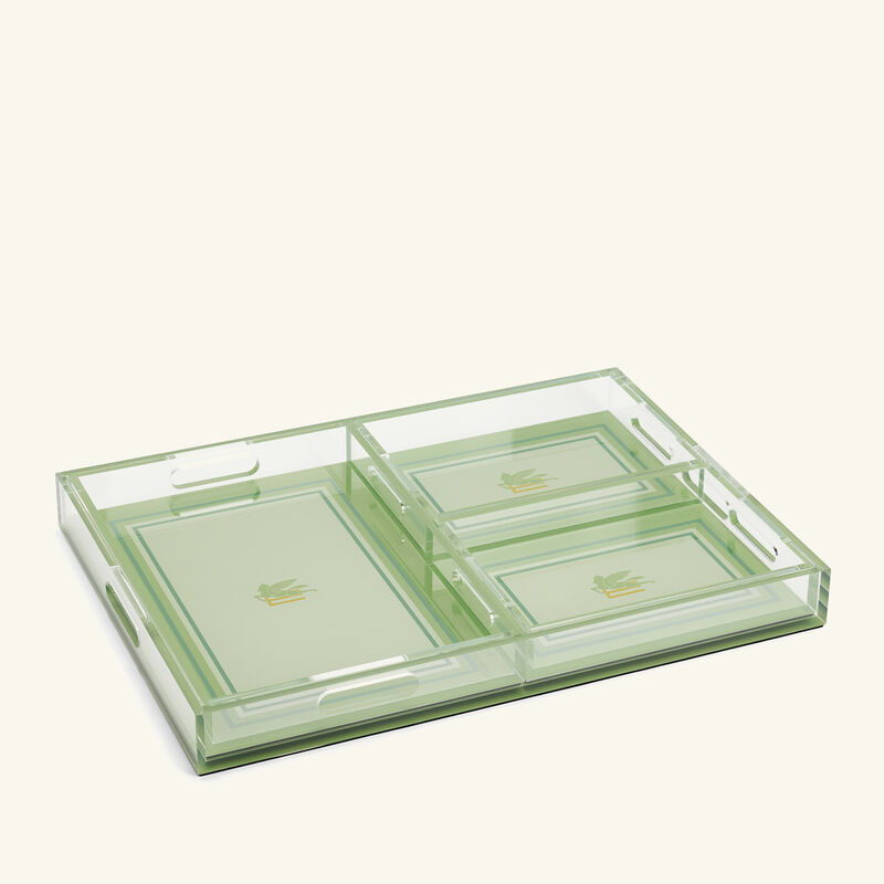 etro pegaso tray rectangular green set of 4