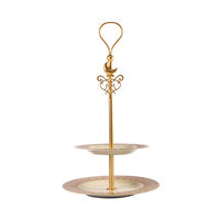 Peacock Extravaganza Gold & Caramel 2-Tier Cake Stand, small