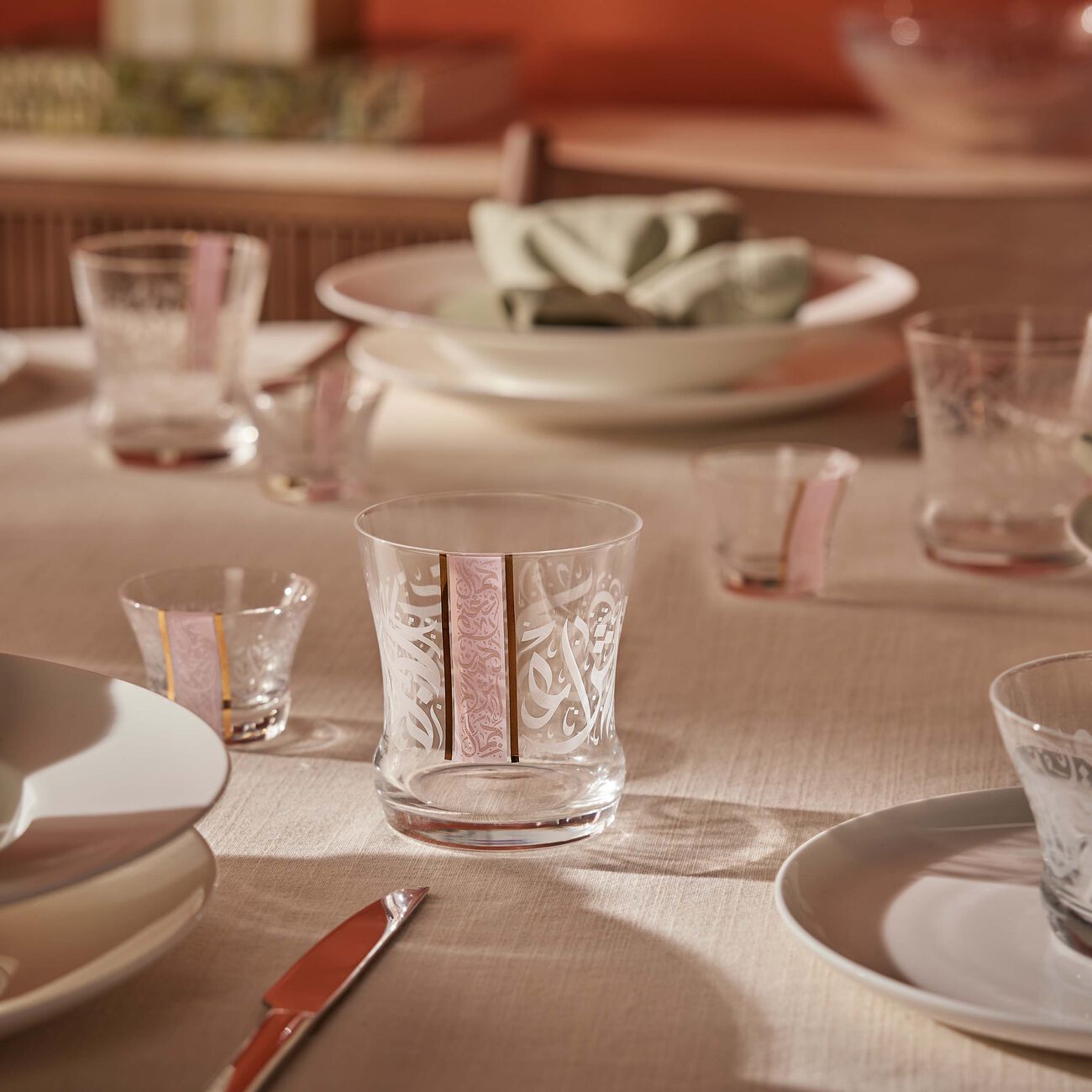 Nagham Short Glass Tumbler Pink Set of 6 dimlaj nagham short glass tumbler pink set of 6