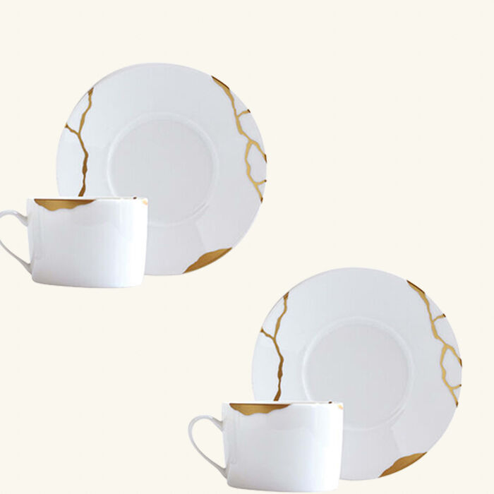Sarkis Tean Cups And Saucers - Set Of 2 bernardaud sarkis tean cups and saucers set of 2