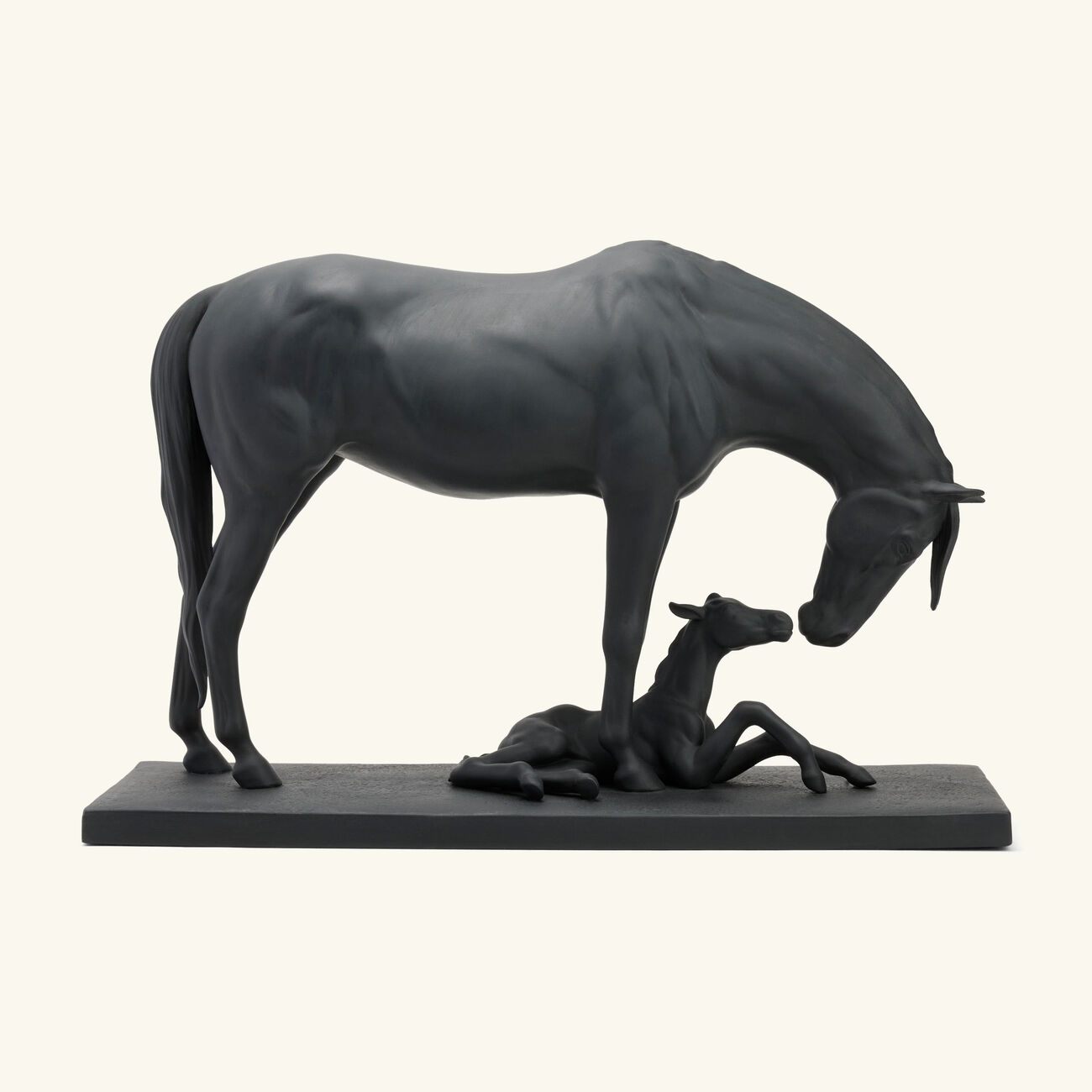lladro mare and foal sculpture medium black