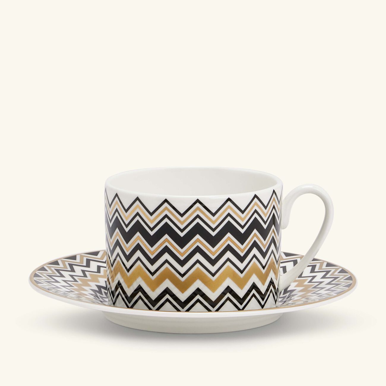 missoni home zig zag gold tea cup   saucer gold set of 6