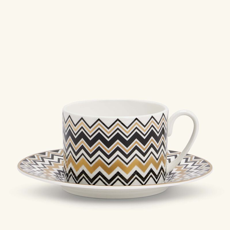 missoni home zig zag gold tea cup   saucer gold set of 6