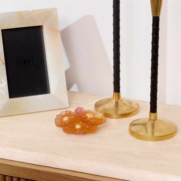 daum or d abeille flower figurine orange