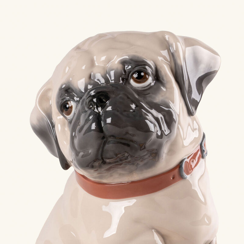 lladro puppie pug sculpture medium white